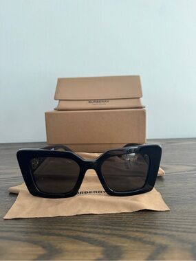 Burberry Black Oversized Square Sunglasses with Dark Lenses
